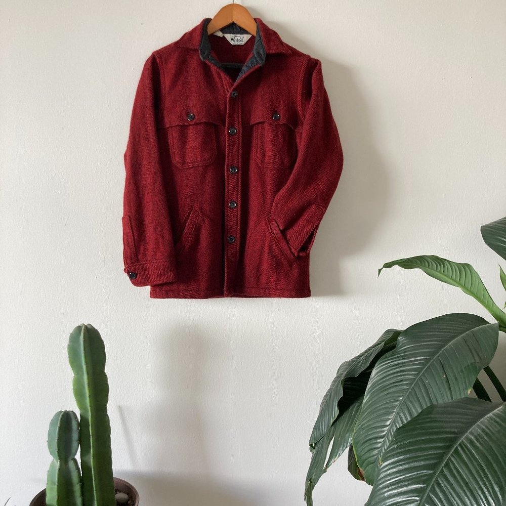 Vintage Woolrich Thick Red Button Down Jacket